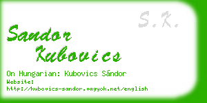 sandor kubovics business card